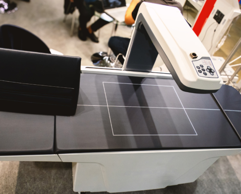 Central Dual X-ray Absorptiometry (DXA) device. Axial table DXA scanner