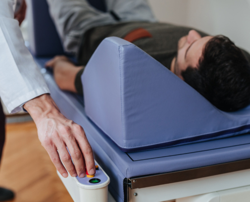 Technician and a Patient, dexa table